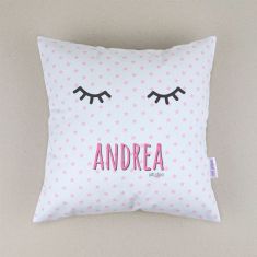 Cojín Pestañas Rosa personalizado