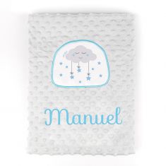 Manta Clásica Aplique Nube Azul Personalizada, elige color