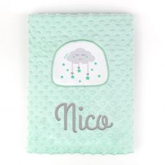 Manta Clásica Aplique Nube Menta Personalizada, elige color