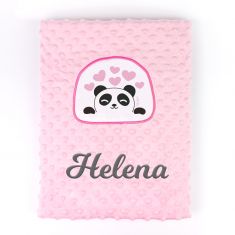 Manta Clásica Aplique Panda Rosa Personalizada, elige color